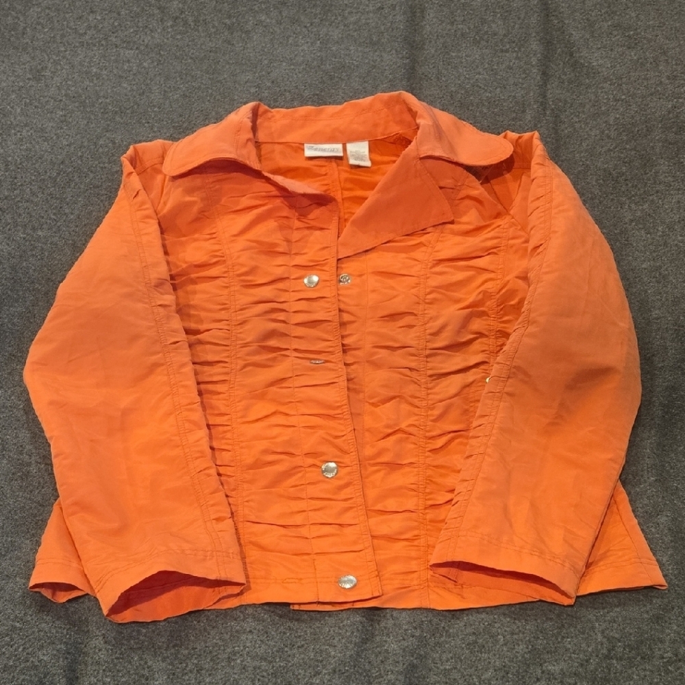 Chico's Orange Utility Jacket with Ruching